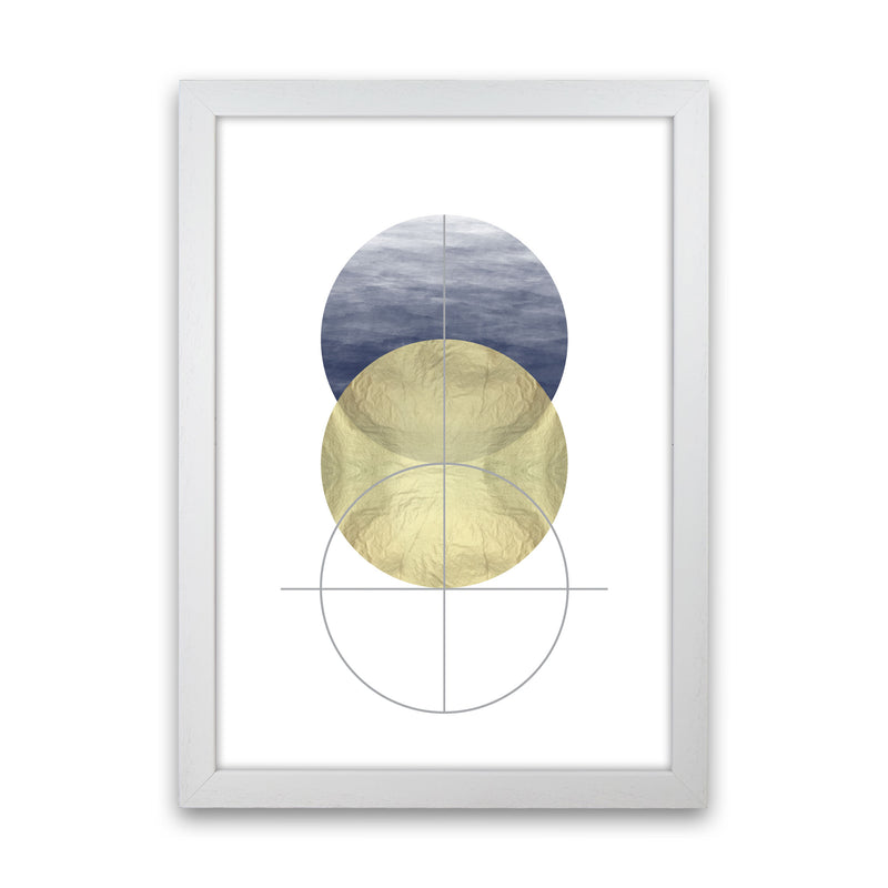 Navy And Gold Abstract Circles Modern Print White Grain