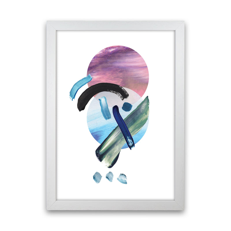 Purple And Blue Mixed Watercolour Abstract Modern Print White Grain