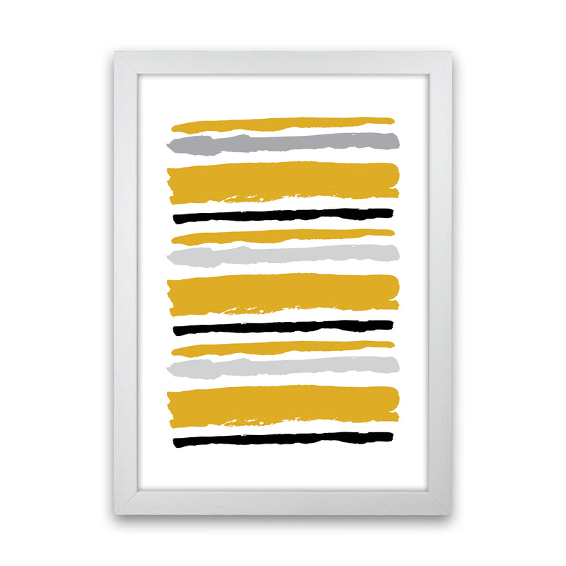 Mustard Contrast Abstract Stripes Modern Print White Grain