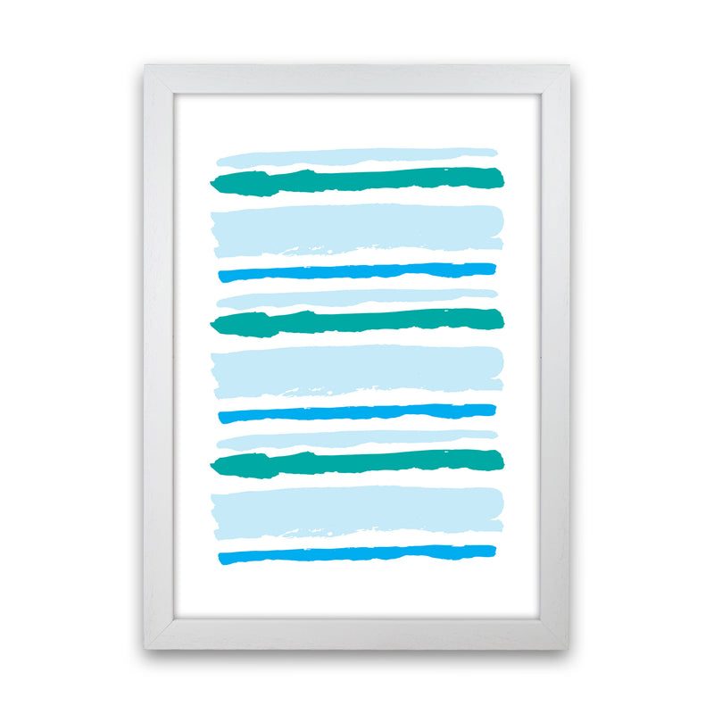 Blue Contrast Abstract Stripes Modern Print White Grain