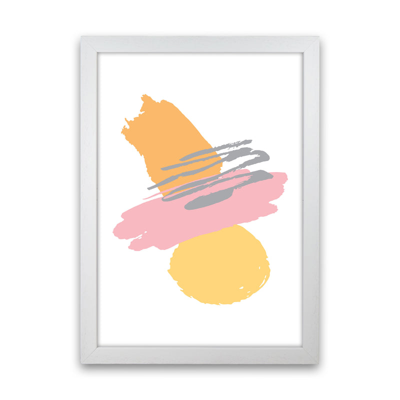 Pink And Orange Abstract Paint Shapes Modern Print White Grain