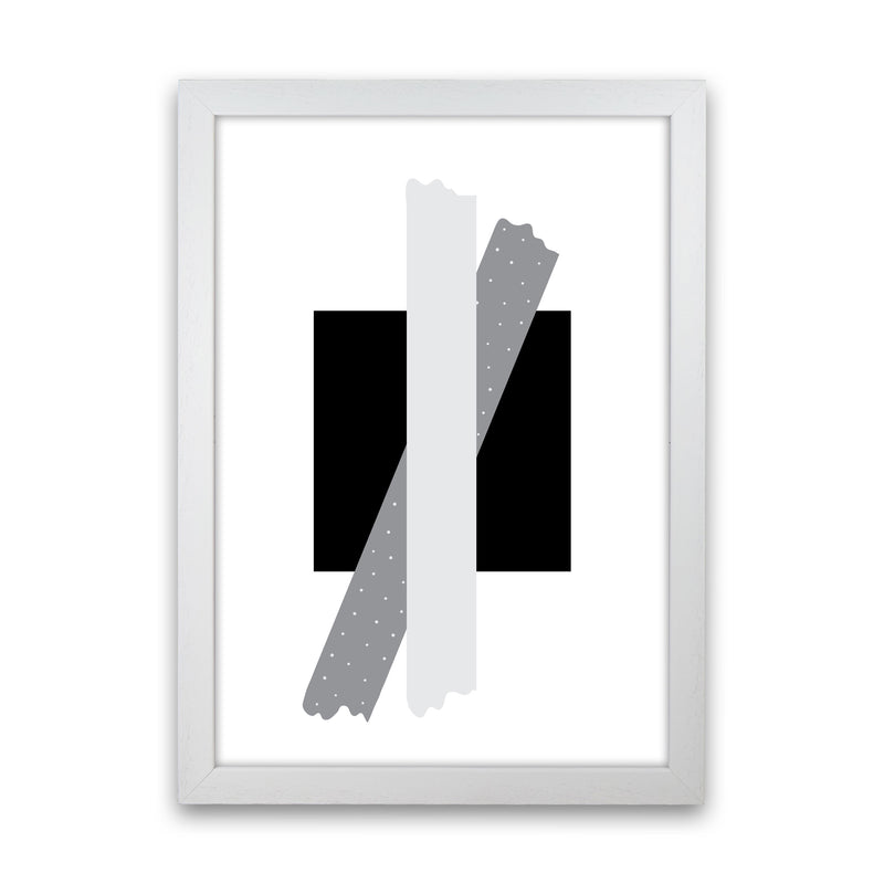 Black Square With Grey Bow Abstract Modern Print White Grain