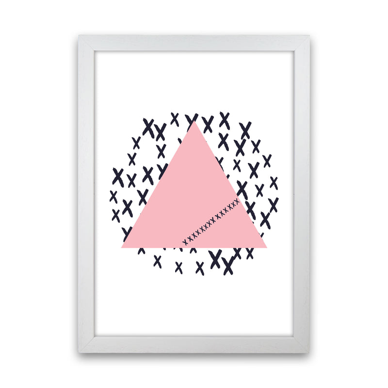 Pink Triangle With Crosses Abstract Modern Print White Grain