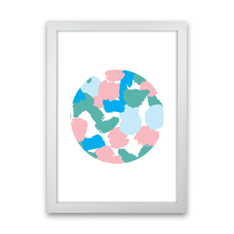 Pink And Green Paint Splodge Circle Abstract Modern Print White Grain