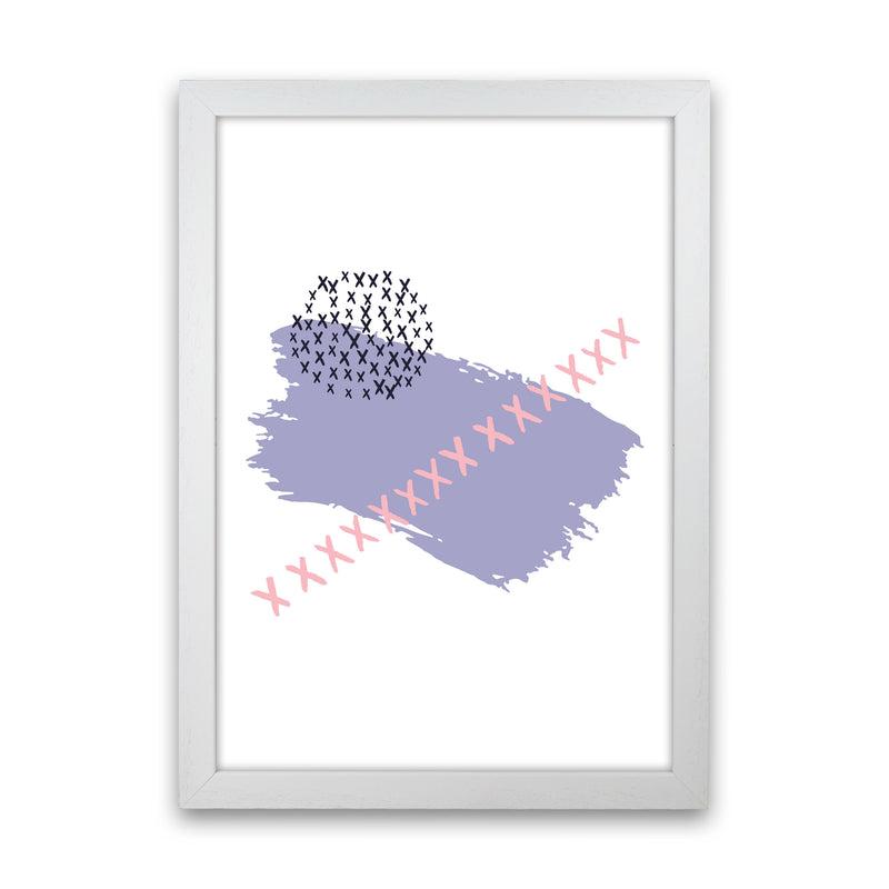 Purple X Paint Brush Abstract Modern Print White Grain