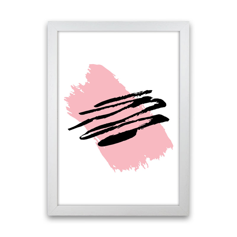 Pink Jaggered Paint Brush Abstract Modern Print White Grain
