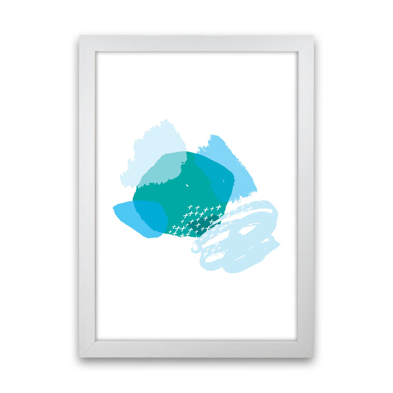 Blue And Teal Mismatch Abstract Modern Print White Grain