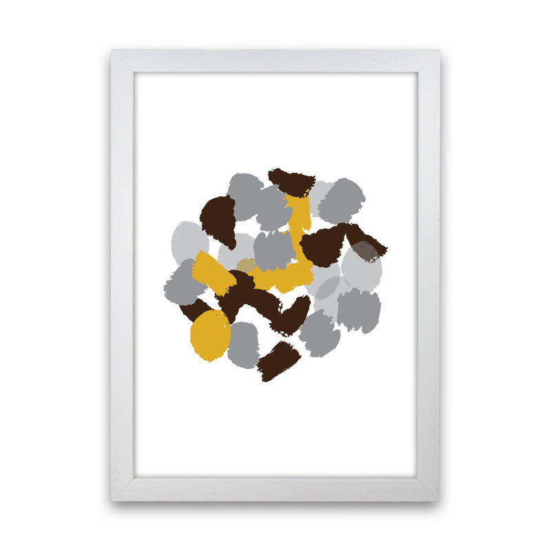 Mustard Abstract Paint Splodge Modern Print White Grain