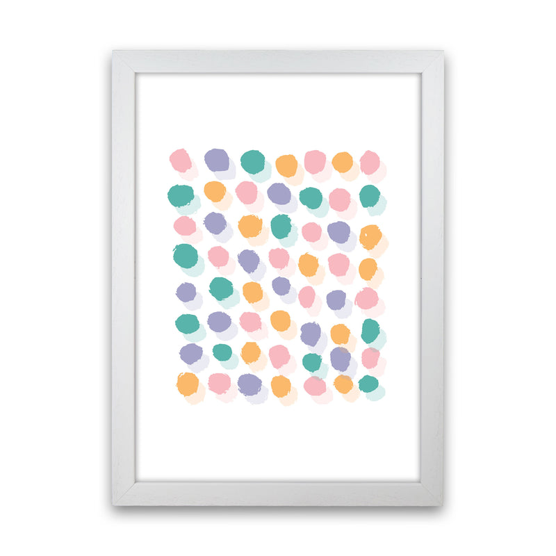 Pink Polka Dots Abstract Modern Print White Grain