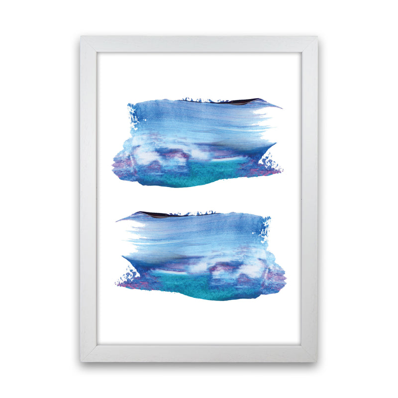 Blue And Purple Abstract Paint Strokes Modern Print White Grain
