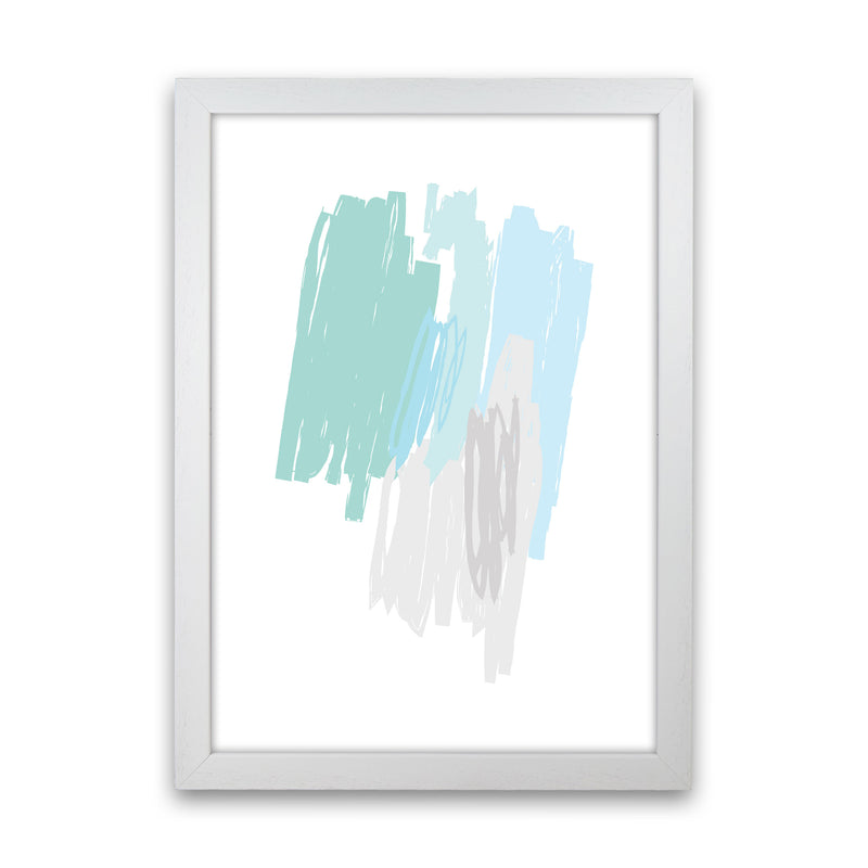 Mint Scribbles Abstract Drawings Modern Print White Grain