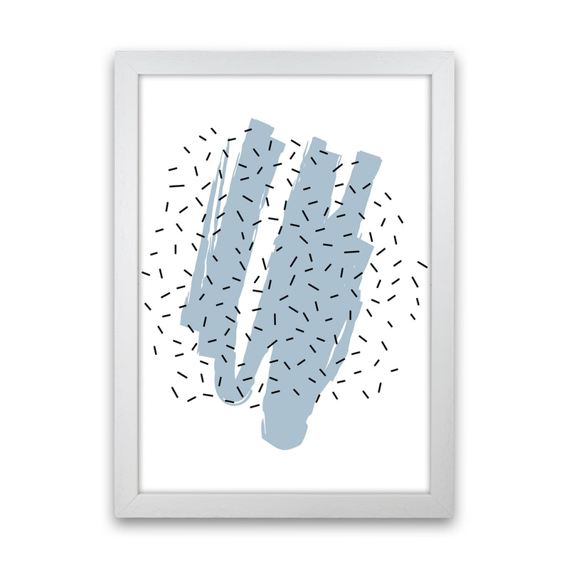 Blue Paint With Black Polka Abstract Modern Print White Grain