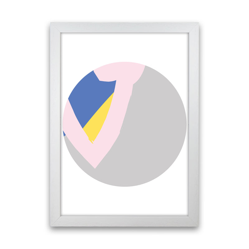 Grey, Pink And Navy Abstract Circle Modern Print White Grain