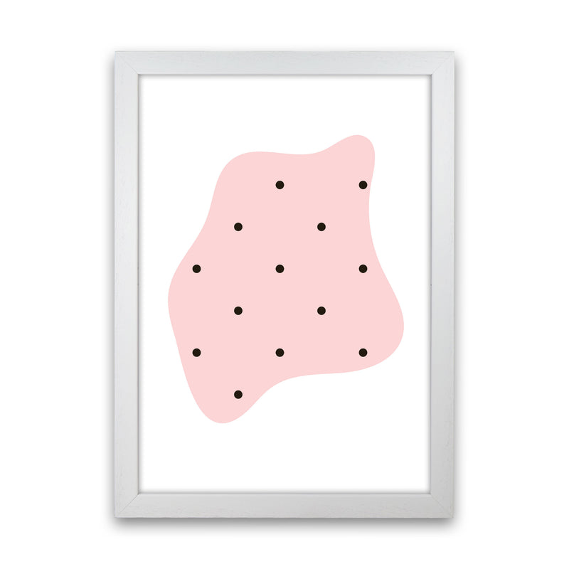 Abstract Pink Shape With Polka Dots Modern Print White Grain