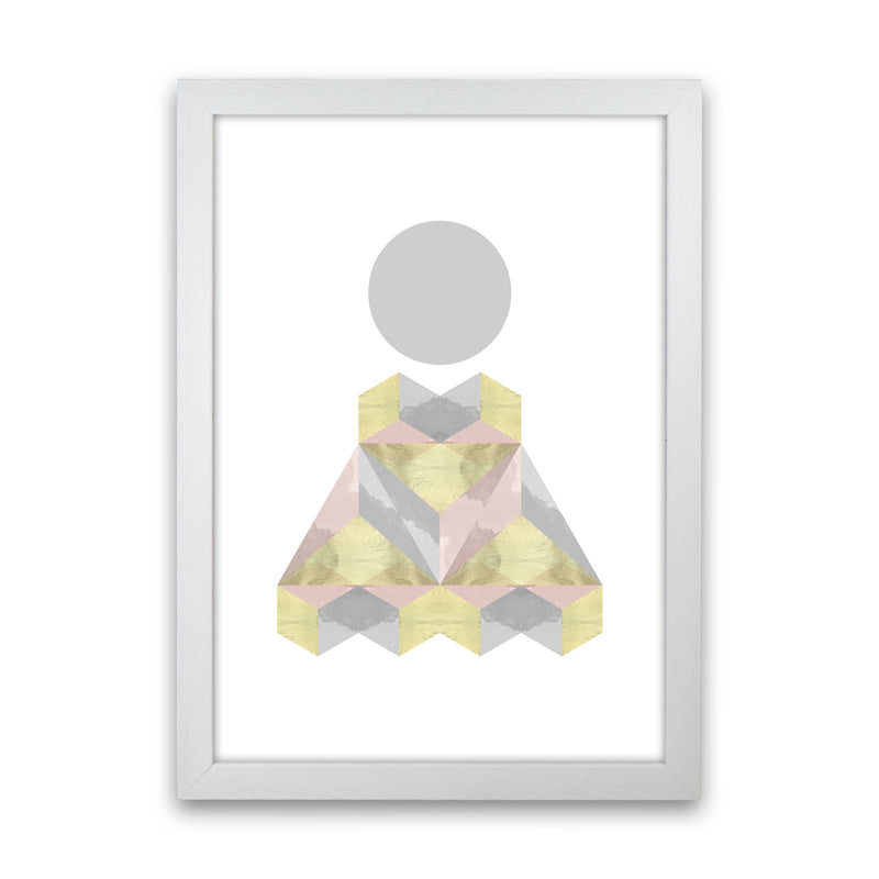 Gold, Pink And Grey Abstract Shapes Modern Print White Grain