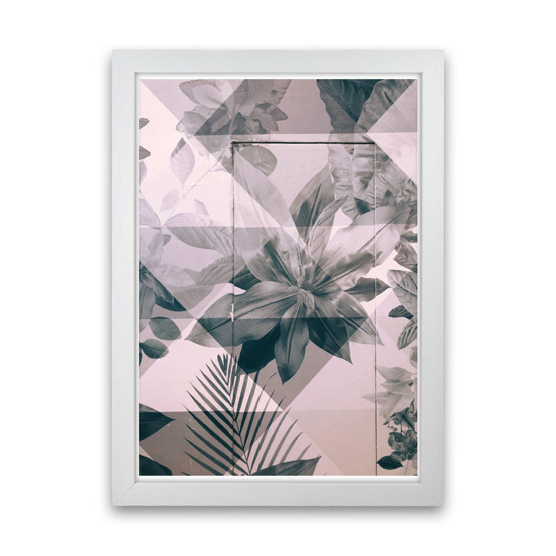 Abstract Retro Flower Pattern Modern Print White Grain