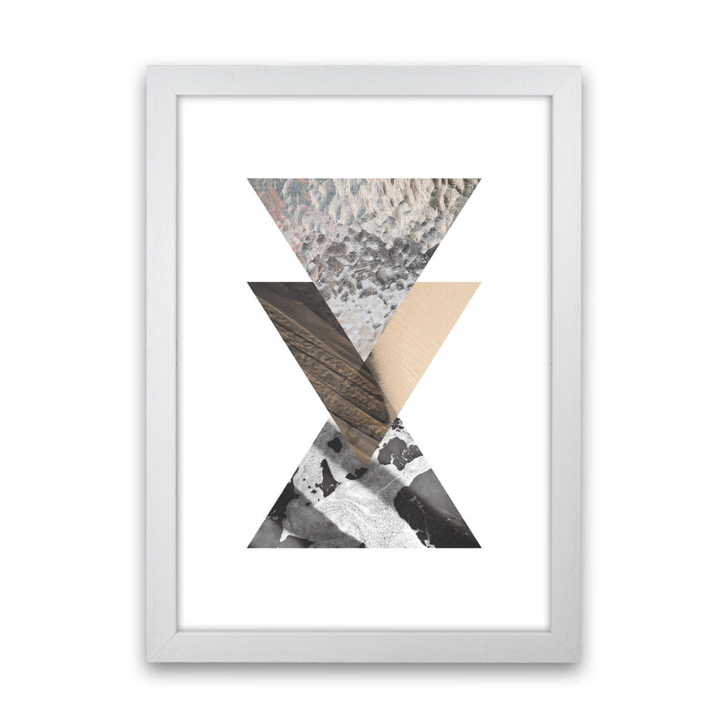 Sand, Glass And Shadow Abstract Triangles Modern Print White Grain