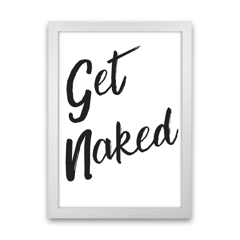 Get Naked 2, Bathroom Modern Print, Framed Bathroom Wall Art White Grain