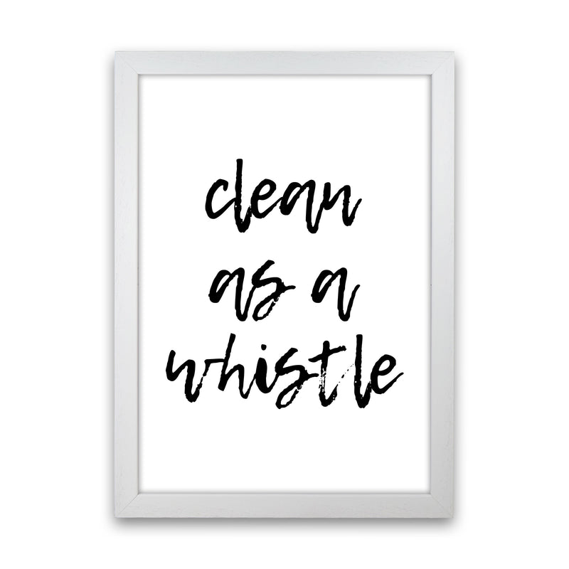 Clean As A Whistle, Bathroom Modern Print, Framed Bathroom Wall Art White Grain
