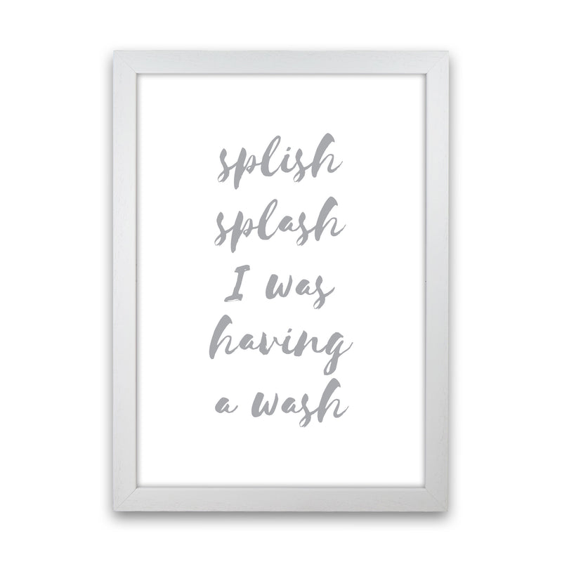 Splish Splash Grey, Bathroom Modern Print, Framed Bathroom Wall Art White Grain