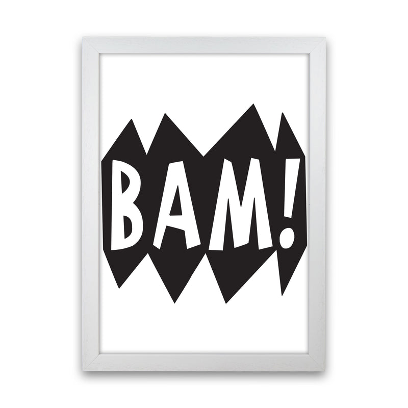 BAM! Black Framed Nursey Wall Art Print White Grain