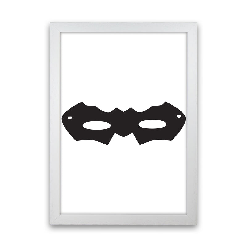 Superhero Mask Framed Nursey Wall Art Print White Grain