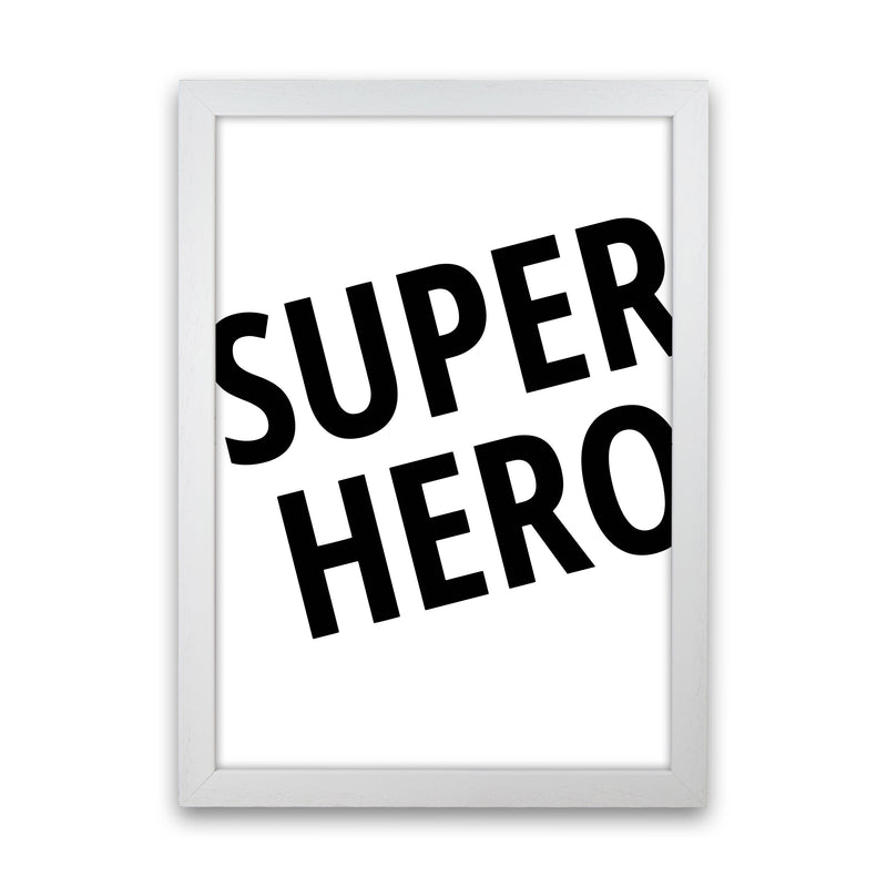 Superhero Framed Nursey Wall Art Print White Grain