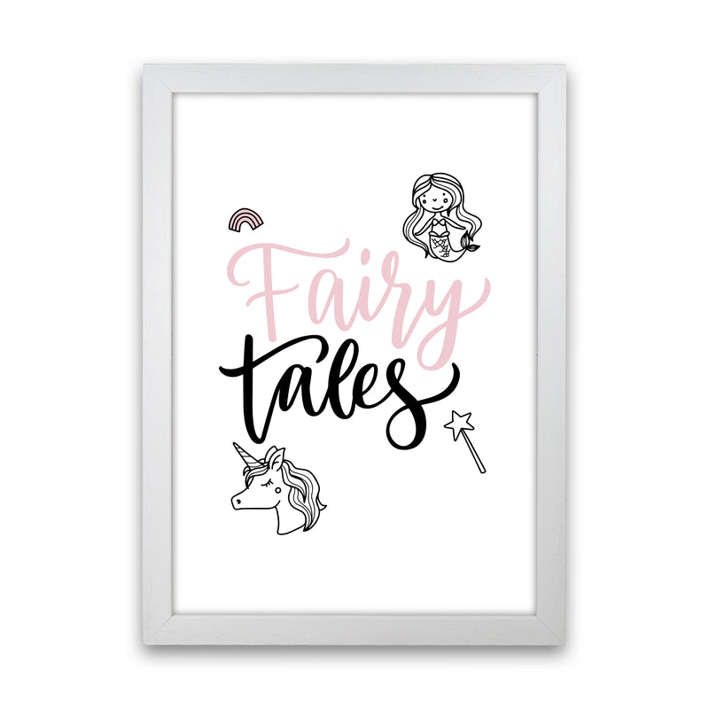 Fairy Tales Black And Pink Framed Nursey Wall Art Print White Grain
