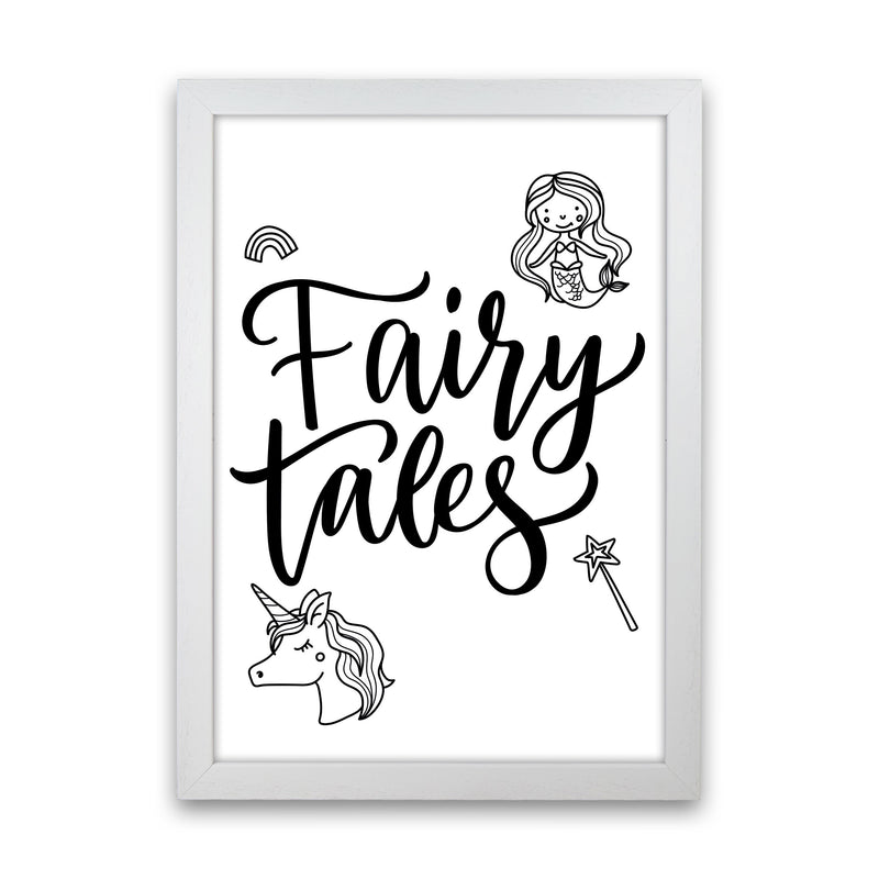 Fairy Tales Black Framed Nursey Wall Art Print White Grain