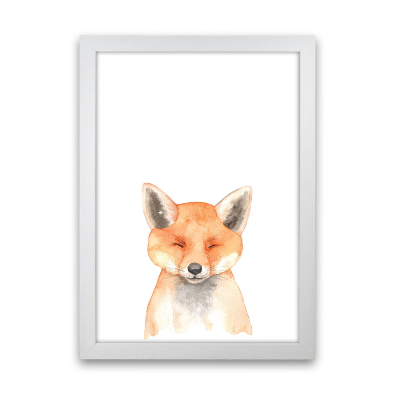 Forest Friends, Cute Fox Modern Print Animal Art Print White Grain