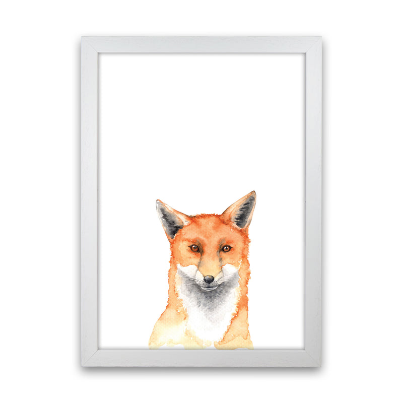 Forest Friends, Fox Modern Print Animal Art Print White Grain