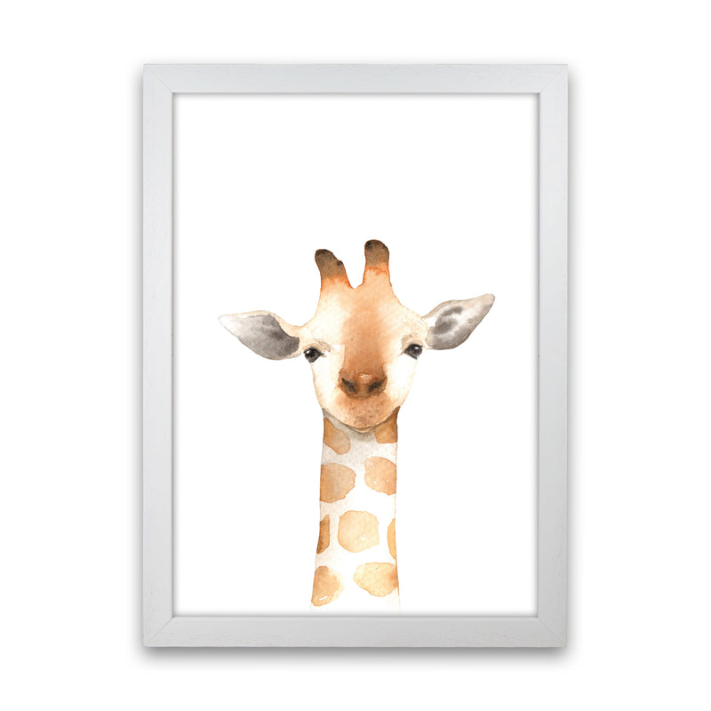 Forest Friends, Cute Giraffe Modern Print Animal Art Print White Grain