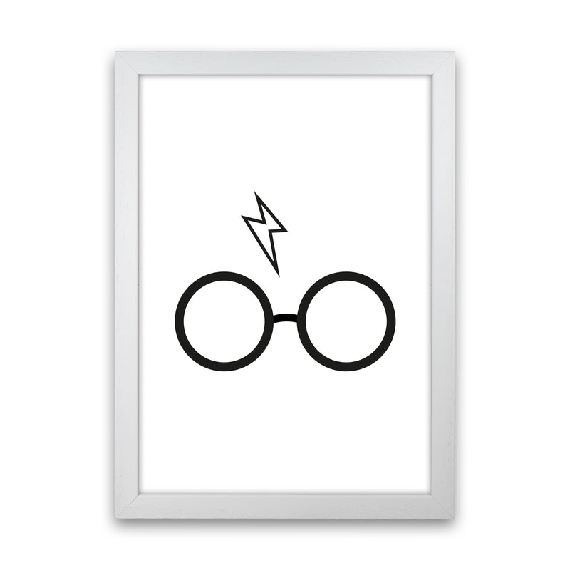 Harry Potter Glasses And Scar Framed Nursey Wall Art Print White Grain