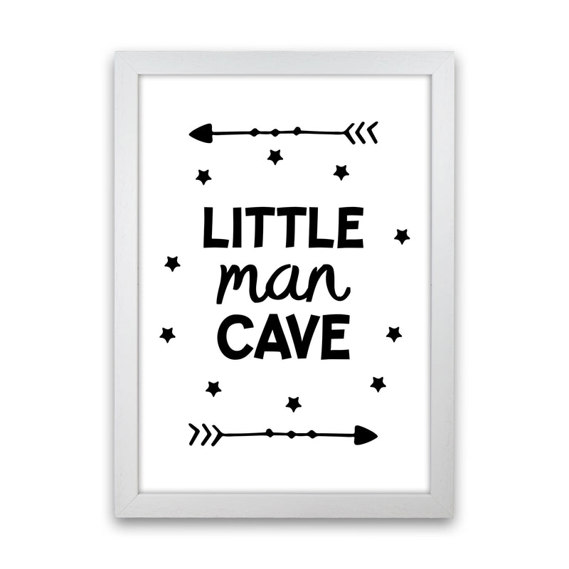 Little Man Cave Black Arrows Framed Nursey Wall Art Print White Grain