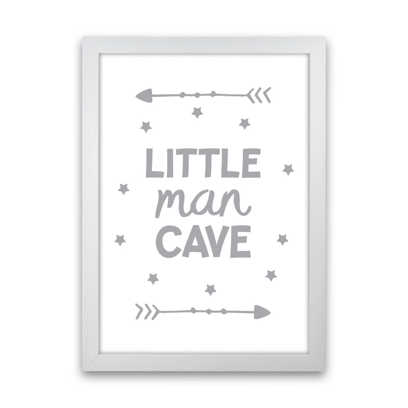 Little Man Cave Grey Arrows Framed Nursey Wall Art Print White Grain