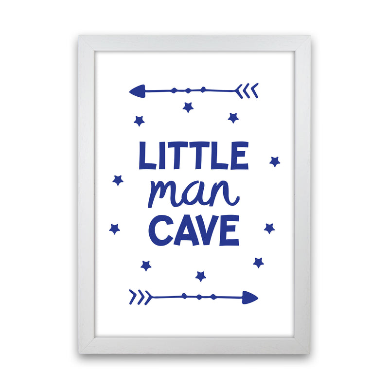 Little Man Cave Navy Arrows Framed Nursey Wall Art Print White Grain