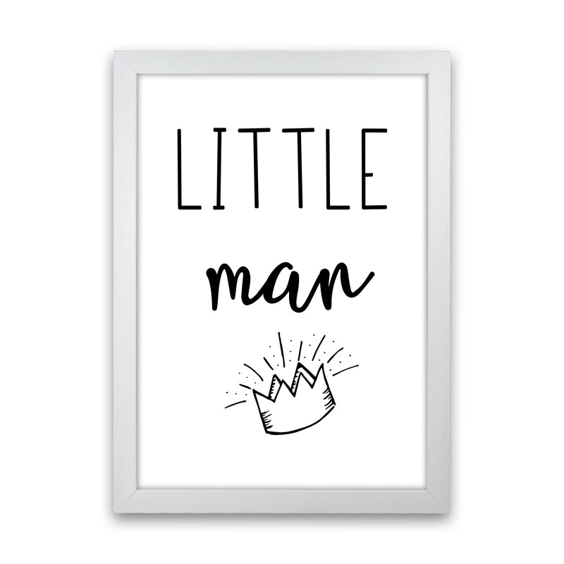 Little Man Crown Framed Nursey Wall Art Print White Grain