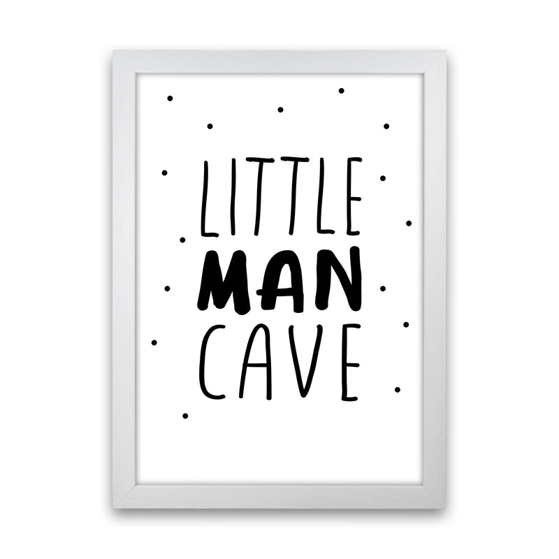 Little Man Cave Black Dots Framed Nursey Wall Art Print White Grain