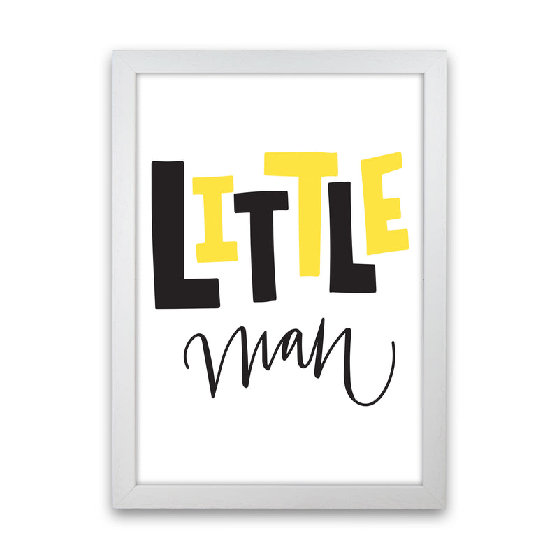 Little Man Yellow And Black Framed Nursey Wall Art Print White Grain