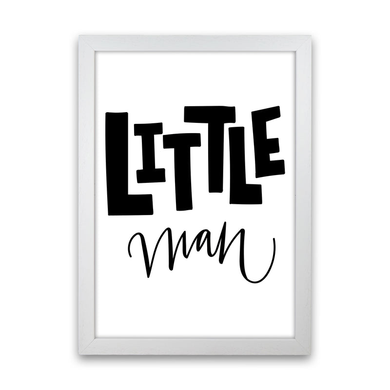 Little Man Black Framed Nursey Wall Art Print White Grain