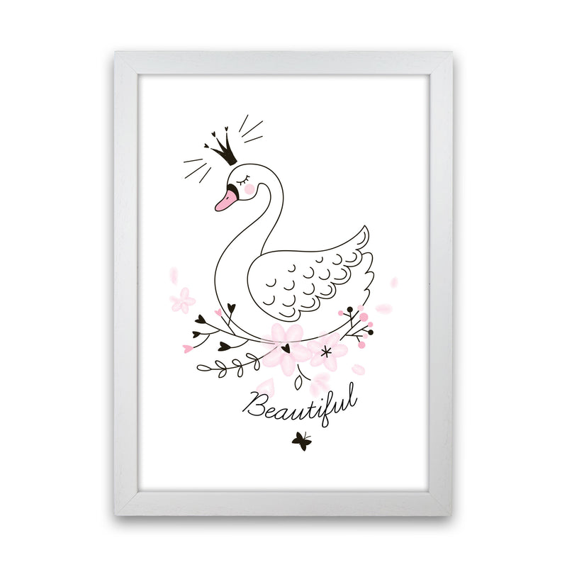 Beautiful Swan Modern Print Animal Art Print White Grain