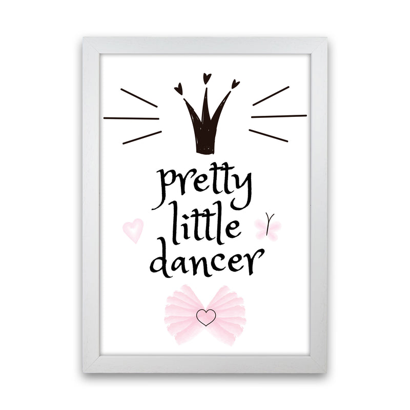 Pretty Little Dancer Framed Nursey Wall Art Print White Grain