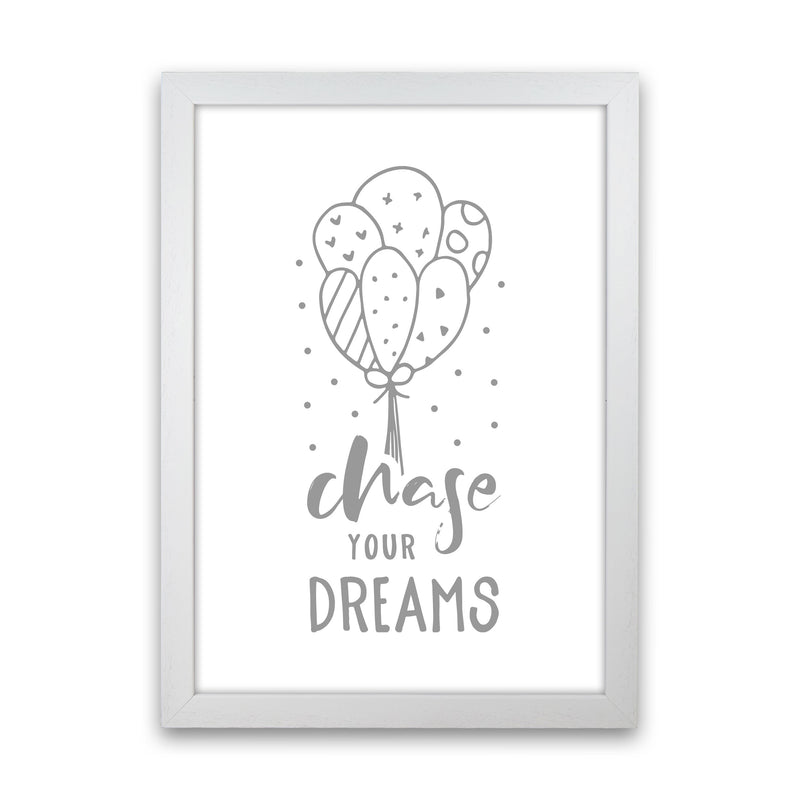 Chase Your Dreams Grey Framed Nursey Wall Art Print White Grain