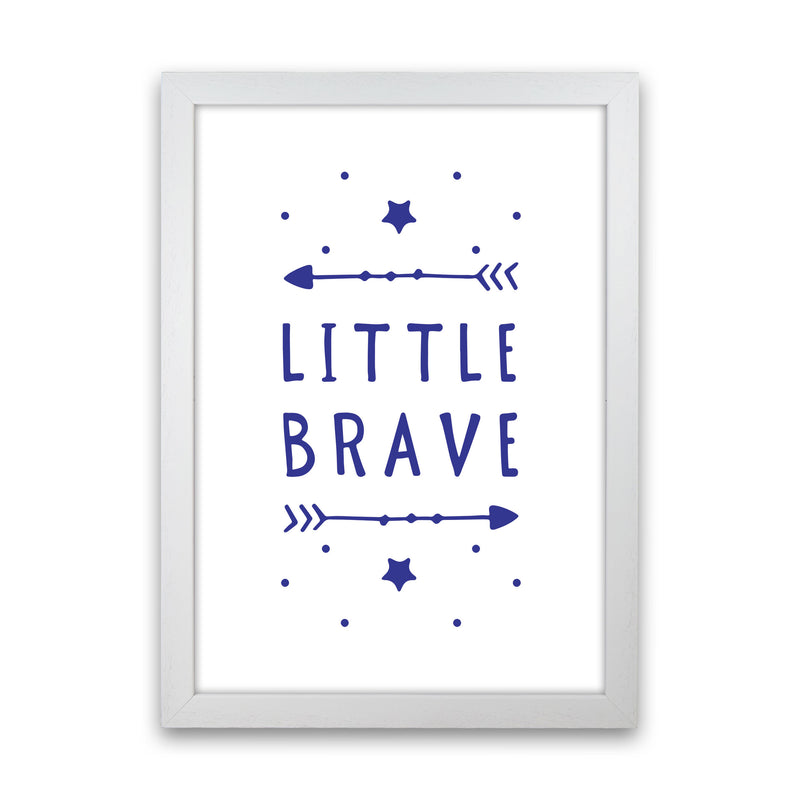 Little Brave Navy Framed Typography Wall Art Print White Grain