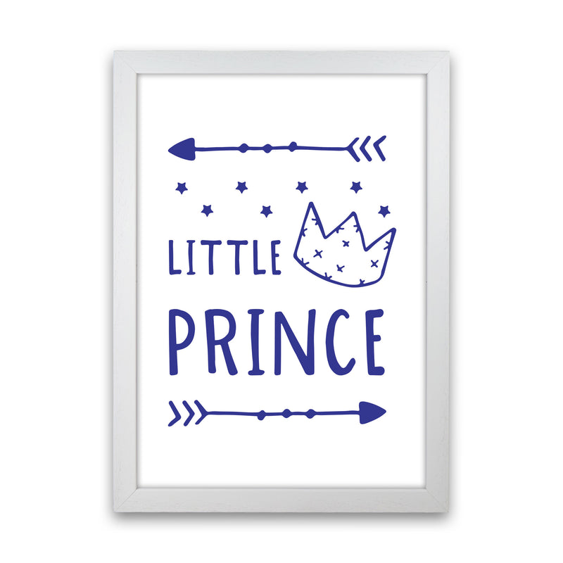 Little Prince Navy Framed Nursey Wall Art Print White Grain