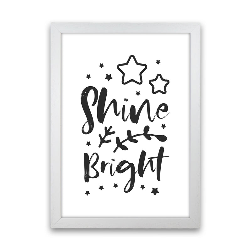 Shine Bright Black Framed Nursey Wall Art Print White Grain