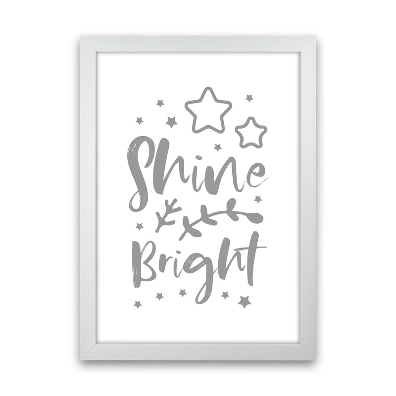 Shine Bright Grey Framed Nursey Wall Art Print White Grain
