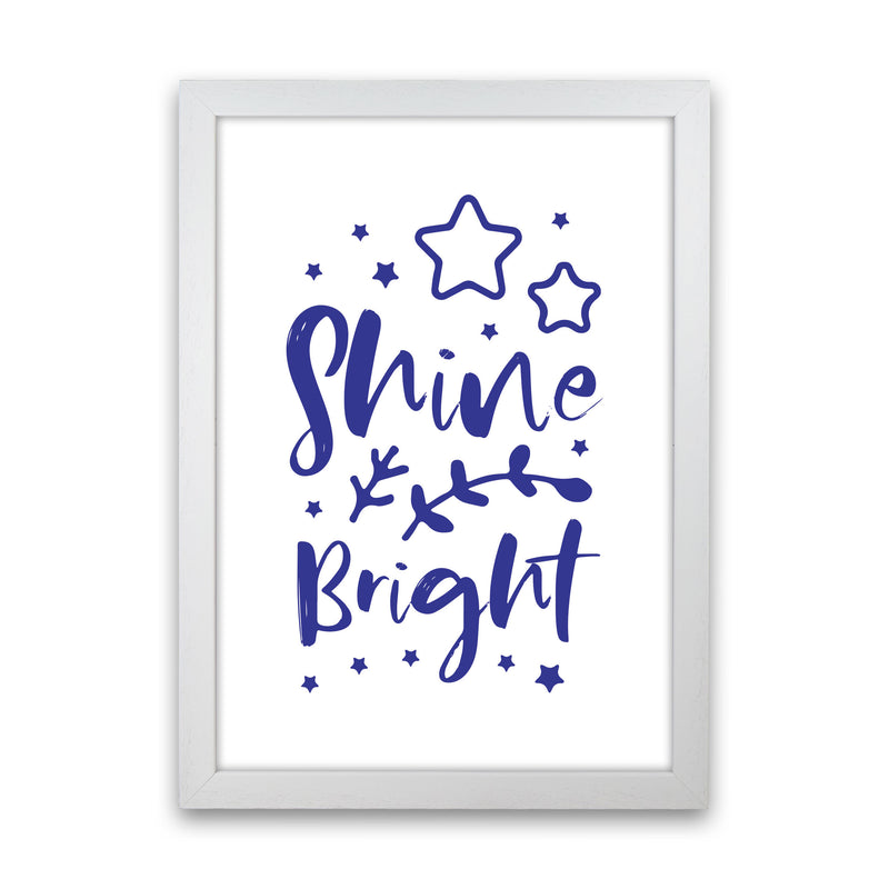 Shine Bright Navy Framed Nursey Wall Art Print White Grain