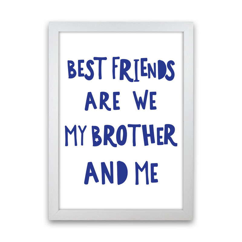 Brother Best Friends Navy Framed Nursey Wall Art Print White Grain