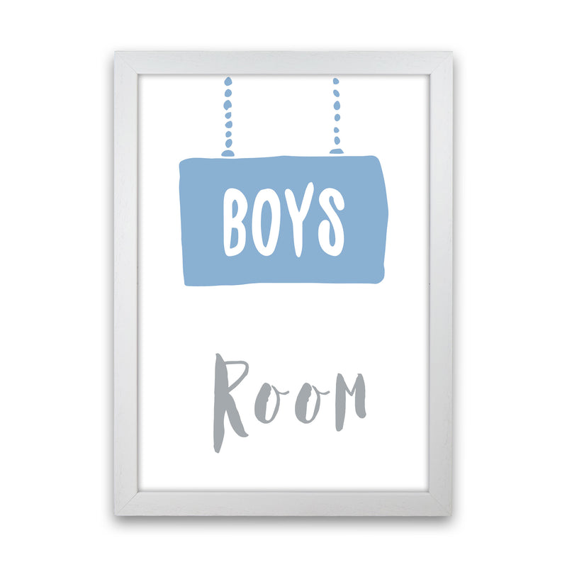 Boys Room Blue Framed Nursey Wall Art Print White Grain